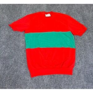 VTG Nutmeg Mills Men's Colorblock Green/ Red USA Made Short Sleeve No Size Tag ?